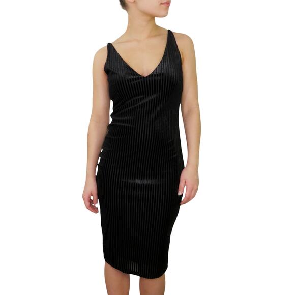 Forever 21 Black Ribbed Velvet Body Con Dress Mini Dress Sexy Going Out Club S - Picture 8 of 10